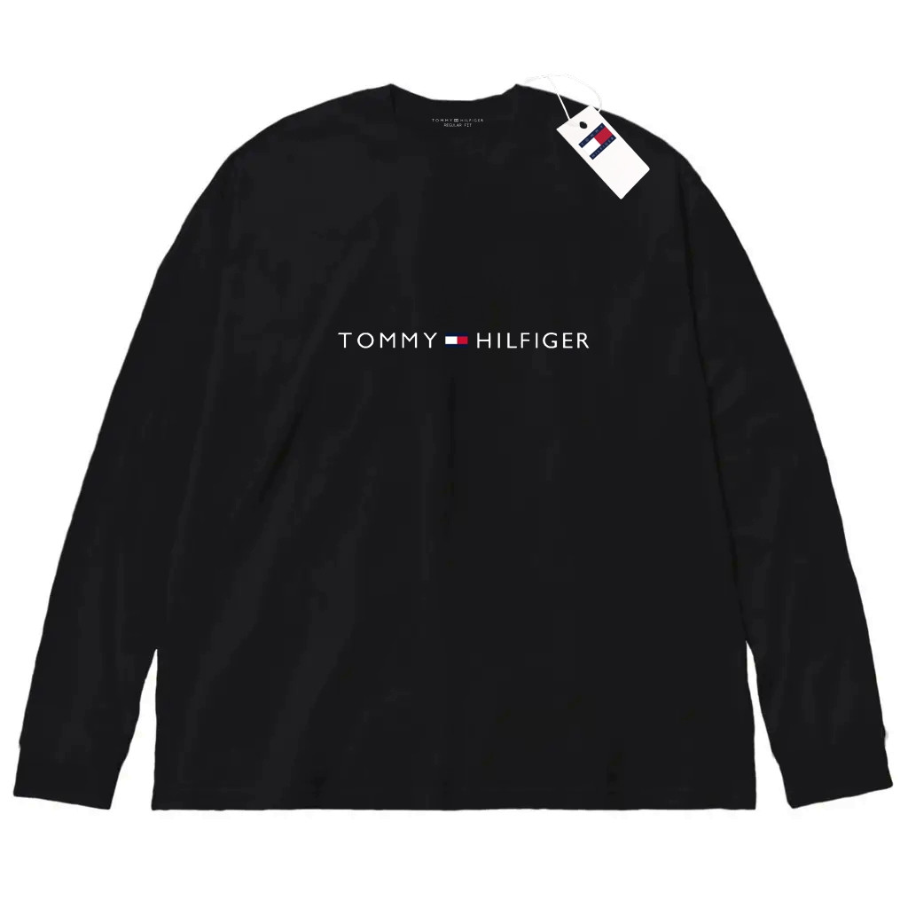 Чорний лонгслів Tommy Hilfiger Logo унісекс Томмі Хілфігер