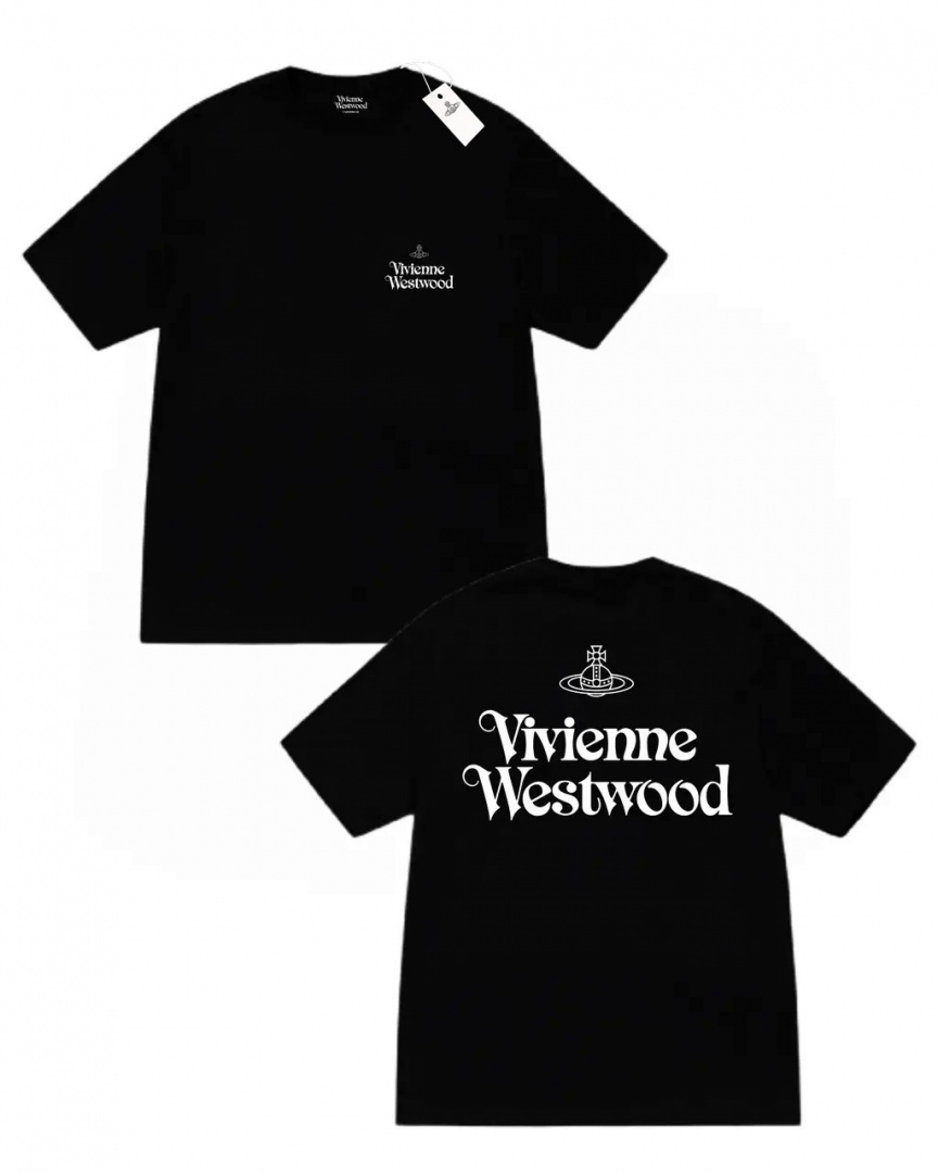 Чорна футболка Vivienne Westwood Two Sides Logo унісекс Вів'єн Вествуд