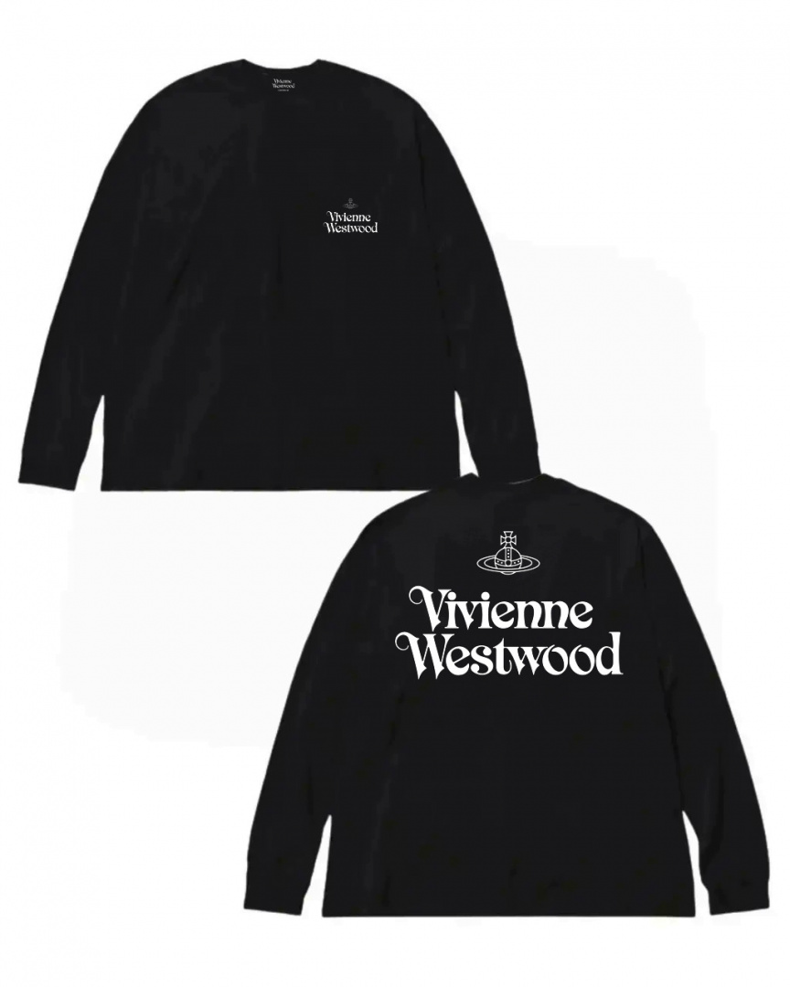 Чорний лонгслів Vivienne Westwood Two Sides Logo унісекс Вів'єн Вествуд
