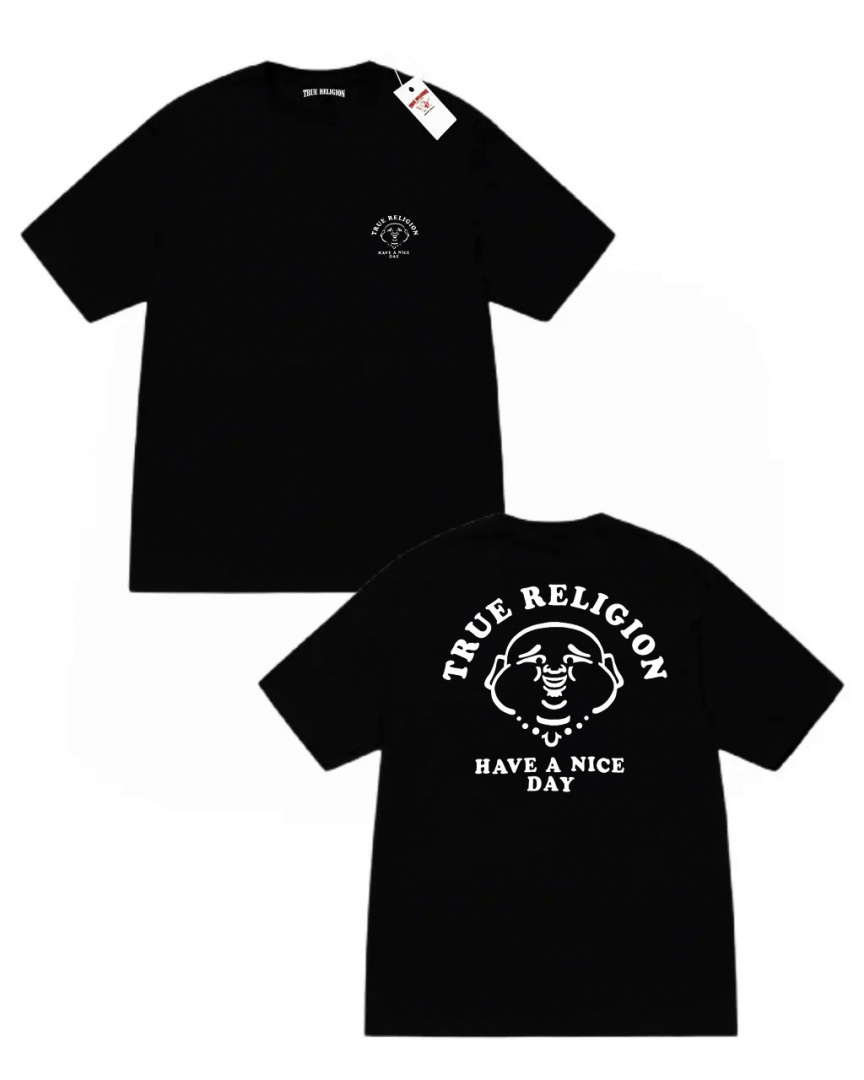 Чорна футболка True Religion Nice Day Two Sides logo унісекс Тру Реліжн