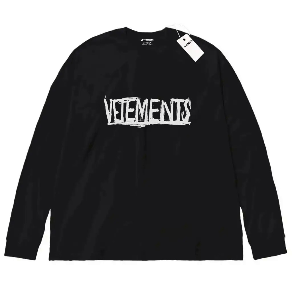 Чорний лонгслів Vetements Scratched унісекс Вітмо Ветемент